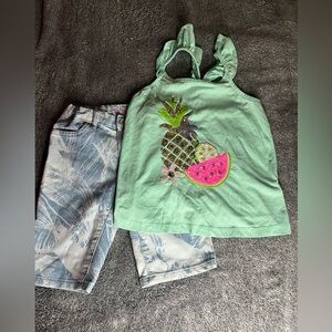 Kids Mint Green Pineapple Tank Top and shorts